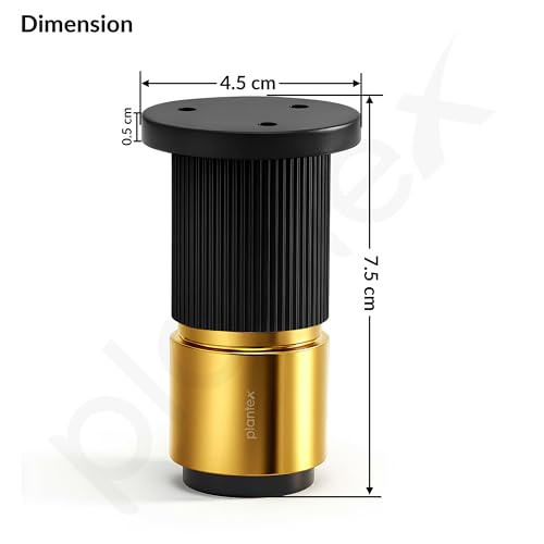 Image of Plantex 3 Inch Sofa Leg for Bed Furniture /Aluminium Sofa Leg for Table /Support Legs /Furniture Leg - Pair of 1 (2 Piece) (DTS-77, Black & Gold)