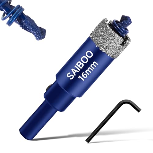16mm Sierra Perforadora de Diamante con Broca Piloto, Cristal Broca Sierra Perforación de Punta de Diamante para Vidrio Cerámica Mármol Porcelana Azulejos Piedra Caliza