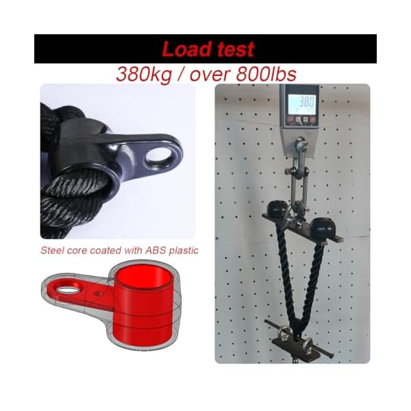 Tricep Rope 27 & 36 inches 2 Colors Fitness Attachment Cable Machine Pulldown Heavy Duty Coated Nylon Rope with Solid Rubber Ends - Image 2