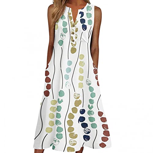 INNOVIERA Vestidos de verão para praia, vestido longo feminino sem mangas plus size maxi praia boho