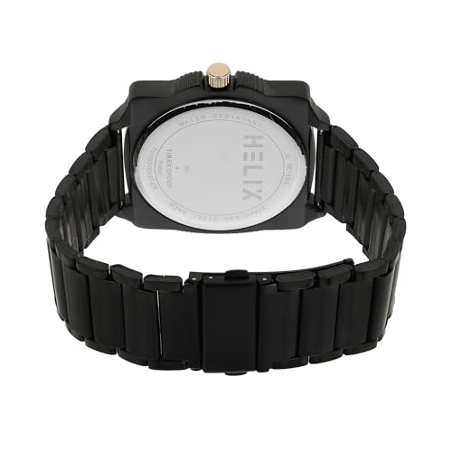 Image of Helix By Timex Analog Watch for man with Black Round Dial & Black Stainless Steel Bracelet Band Water Resistant Men's Wrist Watches - TW062HG03T