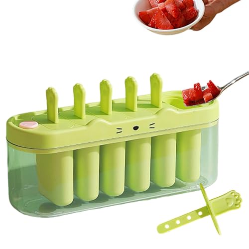 Ice Cream Molds - 6 Cavity Chilled Dessert Making DIY Ice Lolly Mould, 9.06x3.15x4.92 Inches Reusable Maker Tray Set for Juice M