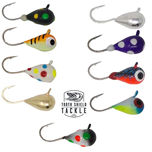 9 Pack 4mm UV Bright Tungsten Ice Fishing Jigs Crappie Perch Bluegill Trout Sunfish Jigs