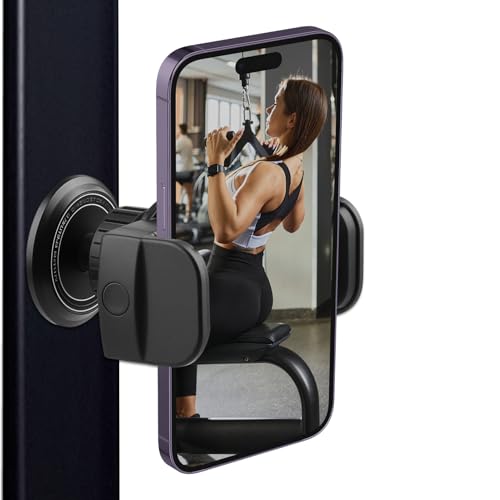 Synkris Support Téléphone Magnétique pour Salle De Sport Pouces Base Alliage Résistante 360° Réglable Aimants N52 Puissants Compatible avec iPhone Samsung Pixel Noir