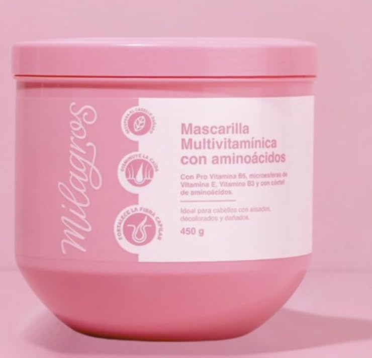 Mascarilla Capilar Multivitaminica - Multivitamin Hair Mask | Cuidado Capilar Anticaida, Recupera y fortalece el cabello with aminoacids and vitamin E 450g