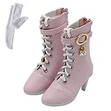 OLYOLY【2点セット】1/3 ドール 用 シューズ 靴 ブーツ ロング ショート ハイヒール ミニチュアドール 衣装 メイド 服 フィギュア ソックス つき (03 ピンク)