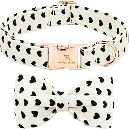 Lionheart glory Dog Bow Collar Valentine's Day Dog Collar for Small Dogs Hearts Print Dog Collar with Bowtie Spring Dog Collars Pet Collar Bows Cute Collars