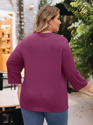 Image of Chulianyouhuo Womens Plus Size Tops 3 /4 Sleeve Casual T Shirts