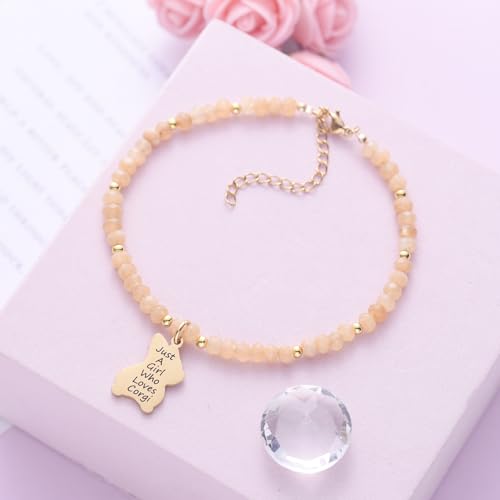 Melix Home Corgi Natural Stone Bracelets For Corgi Lovers Cute Gifts for Friends Women Sister Friendship Gift4