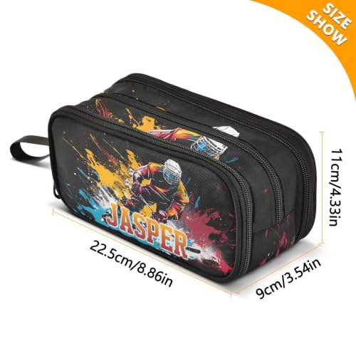 Image of ALAZA Custom Hockey Player Large Pencil Case Personalized Name Pen Pouch