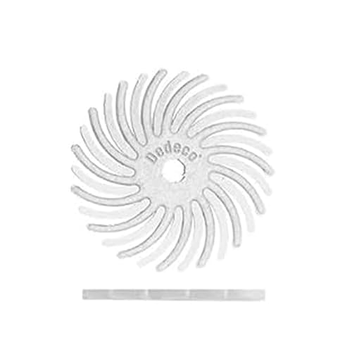 Miniatura 34 de Dedeco Sunburst - Discos de cerdas radiales (12 unidades, 7/8 pulgadas, curvados, grano 1400 durazno (extrafinos, 6 micrones), óxido de aluminio