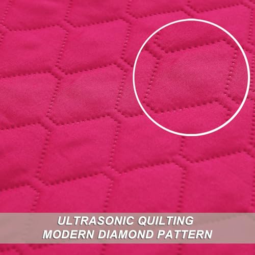 Exclusivo Mezcla Reversible Full Queen Quilt Bedding Set with Pillow Shams, Lightweight Quilts Queen Size, Soft Bedspreads Bed Coverlets for All Seasons - (Hot Pink, 90"x96")