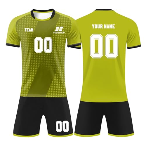 Genérico Camisetas De Futbol Equipaciones De Futbol Niño Personalizadas Personalizar Fútbol Camisetas de equipación Niño Adultos Equipacion De Futbol con Tu Nombre y Número