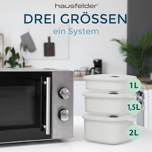 Mikrowellendose Hausfelder Set mit Deckel 1,5 Liter, 2 Stück