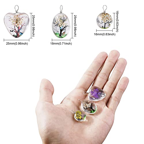 OOTSR 18 Pieces Transparent Dried Flower Tree Mixed Colors Lacework Drop Shaped Ball Beads Round Heart - Image 3