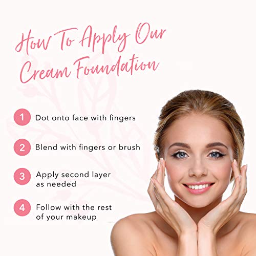 100% Pure Cream Foundation Concealer Face Makeup Medium To Full Matte Coverage - Rich Hydrating Balance For Dry Skin - Vegan Fruit Pigmented Peach Bisque Color (Medium With Olive Undertone) - 0.32 Oz #TOP4