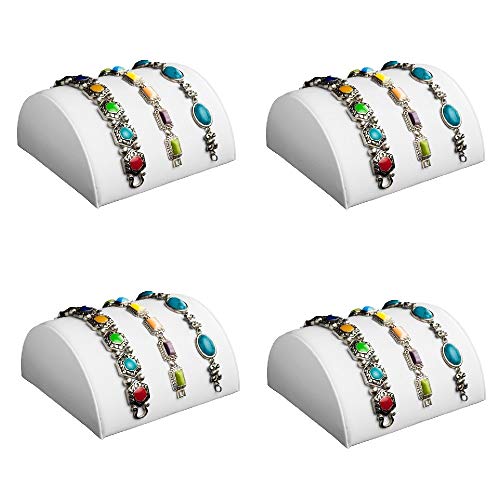 888 display - 4 piece set white faux leather half moon bracelet s…