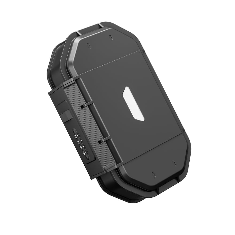 BRÜNN Cassetta di sicurezza portatile con serratura a combinazione, impermeabile, da viaggio, con cavo in acciaio, colore nero, scatola con combinazione, ideale per esterni, campeggio, spiaggia