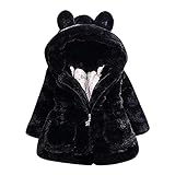 Luckyee Mädchen Kindermantel Winterjacke Fleece Jacke Baby Mädchen Cloak Mantel Warme Jacke mit Kapuze Wollmantel Kapuzenjacke Herbst Winter Sweatjacke Fleecejacke (3-4 Jahre, Schwarz)