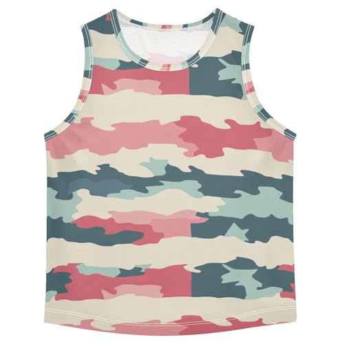 Boys Tank Top Shirts Camouflage Stripes Camo Sleeveless T-Shirts Crew Neck for Kids Clothing Children