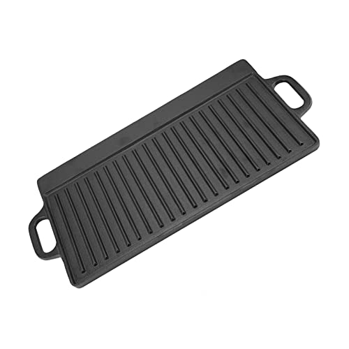 Xiuganpo Non Stick Cast Iron Griddle Pan,Double Sided Usable Cast Iron Grill Pan with Double Handles,Long Lasting Flat and Ridged Surfaces Grill Pan for BBQ, Camping, Garden, Easy Cleanup