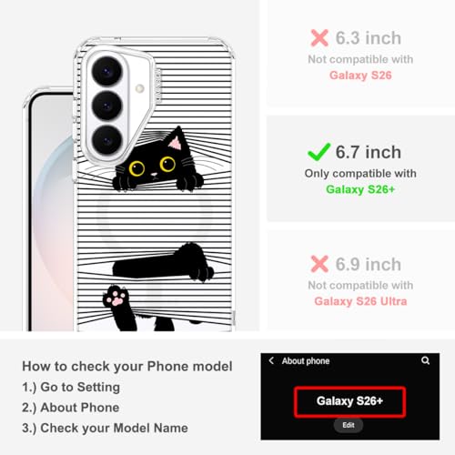 Coque Samsung S26 Plus transparente antichoc compatible MagSafe chat noir - 2