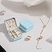 Vlando Small Travel Jewelry Box Organizer Display Case for Girls Women Gift Rings Earrings Necklaces Storage, Blue
