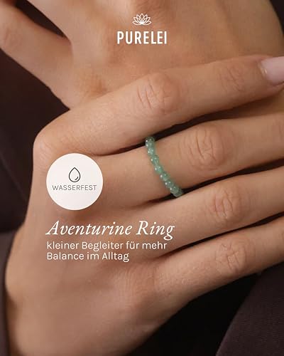 Purelei Aventurine Light Anxiety Ring (S-M) – Verstellbarer Damenring aus Aventurin-Perlen – Wasserfester Ring Damen – Anti Stress Ring… – Ansicht 2