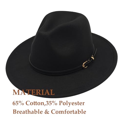 Kids Fedora Hat Classic Wide Brim Fedora Hat for Boys Girls Felt Hat Panama Hat with Belt Buckle3