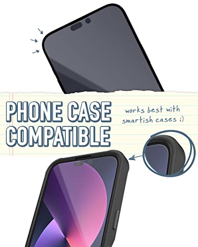 Image of Smartish iPhone 14 Pro Max Screen Protector - 2-Pack Tempered Glass Screen Protectors + Cleaning Kit - Tuff Sheet - 9H Easy Install Frame [Scratch Resistant] Case-Friendly for Apple iPhone 14 Pro Max
