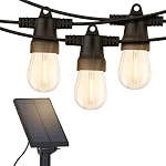 Brightech Ambience Pro Solar Powered Outdoor String Lights - Commercial Grade Patio Lights with 27 Ft Edison Bulbs - Shatterproof LED Solar String Lights - 1W LED, Warm White Light