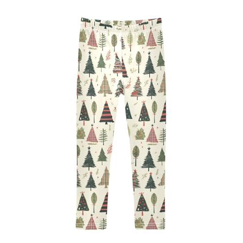Buffalo Plaid Christmas Trees Kids Baby Girls Leggings Casual Full Length Athleisure Pants Exercise