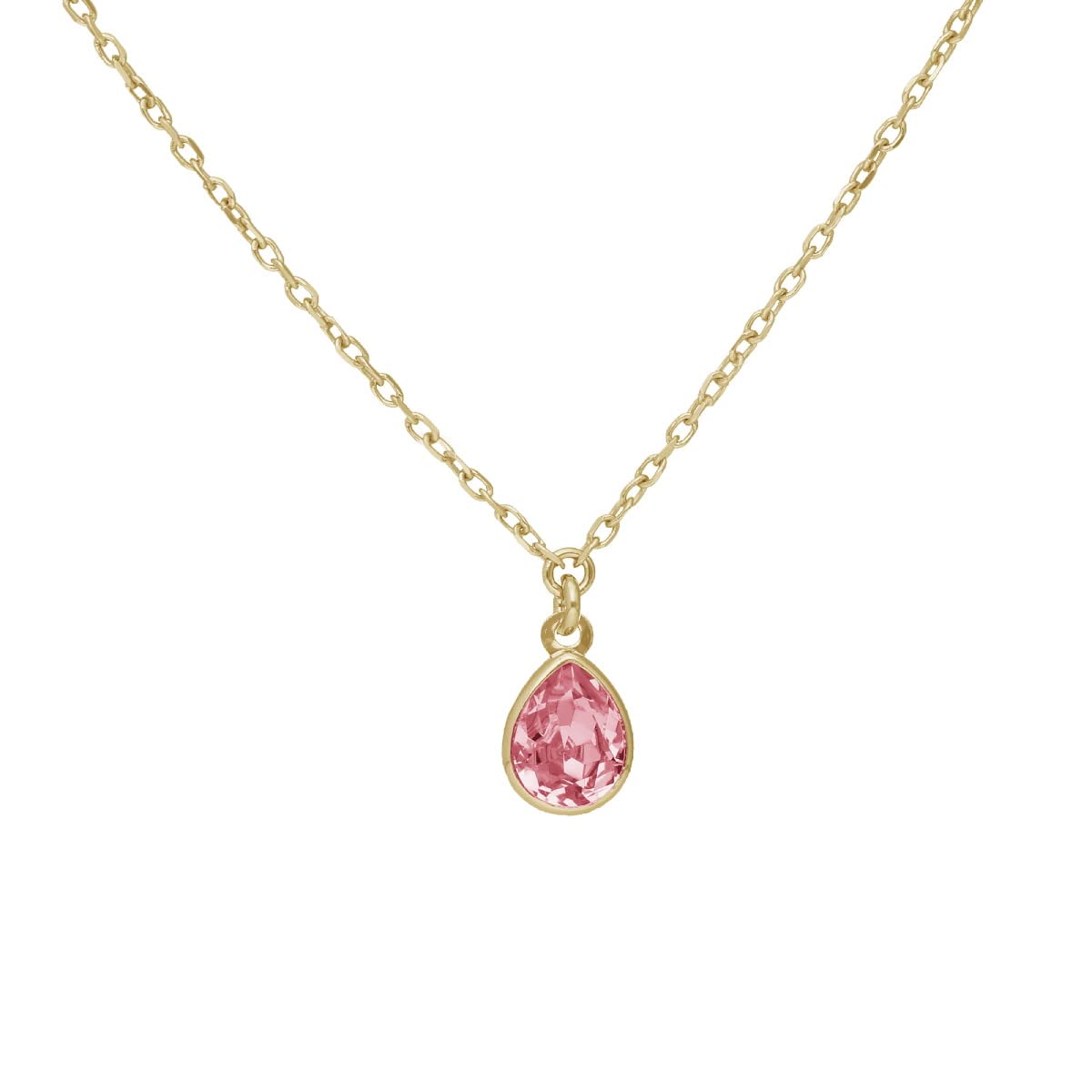 victoria cruz Collar Corto Lágrima para mujer, Plata de Ley 925, Cadena 40/45 cm, Bañado Oro 18k / Rodio sobre Plata - Joyas de Mujer Fabricadas en la Toscana