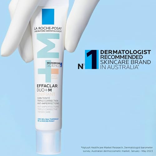 La Roche-Posay, Effaclar Duo+M, Soin Teinté Anti-Imperfections, Peau à Tendance Acnéique, Triple Correction Boutons, Points Noirs et Marques, Effet Unifiant et Matifiant, Teinte Light, 40 ml
