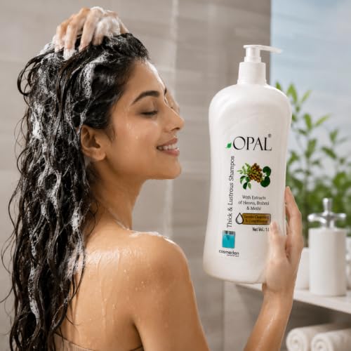 Image of OPAL Thick & Lustrous Herbal Shampoo with Henna, Brahmi & Methi | For Soft & Healthy Hair | 1 Litre