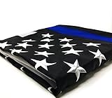 Thin Blue Line Flag: 3x5 ft with Embroidered Stars - Sewn Stripes - Brass Grommets - UV Protection -...