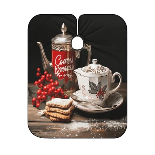 Capa para corte de cabello Christmas Tea Time 66.9 x 56.7 in miniatura 6