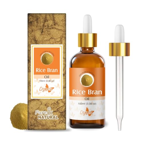Image of Crysalis Rice Bran (Oryza Sativa L.) Oil |100% Pure & Natural Undiluted Carrier Oil Organic Standard | For Face, Skin, Hair Moisturizer, Soap Making | Aromatherapy Oil | 100ML With Dropper