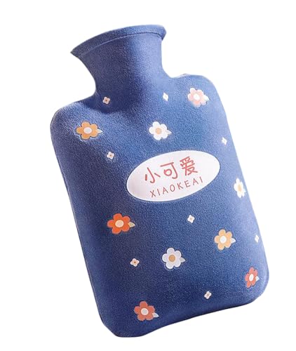 Hot Water Bottle with Cover, 1L Hot Water Bag for Hot and Cold Compress, Hand Feet Warmer for Winter Cover-Little Flower
