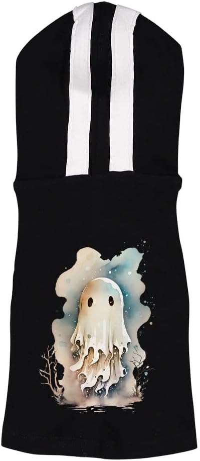 Anime Ghost Dog Shirt with Hoodie - Kawaii Dog Hoodie - Printed Dog Clothing - Pink White, M