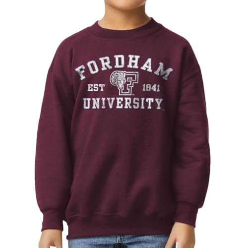 Barnesmith Fordham University Rams Unisex Youth Crewneck Sweatshirt Vintage Maroon Small