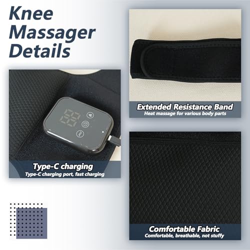 Polegas Knee Massager, 2 Pack Cordless Heating Massager Wrap with Vibration, Rechargeable Heated Knee Pads with 3 Adjustable Intensity and Temperature, Relieves Arthritis, Joint Stiff, Muscle Strain - Image 6