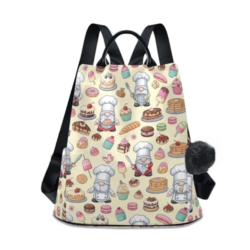 Sac à dos beige Cartoon Foods imprimé tendance pour femme