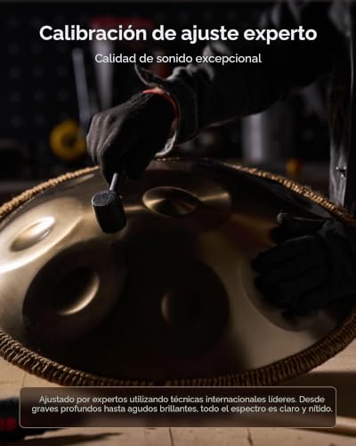 Miniatura 5 de VEVOR Tambor de Mano 55 cm 9 Notas 432 Hz, Tambor Handpan en D Menor con Mazos, Instrumento de Percusión con Bolsa de Transporte para Yoga, Meditación, Educación Musical de Principiantes, Dorado