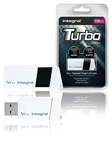 Integral 128GB USB Memoria 3.0 Flash Drive Turbo Blanco, hasta 400MB/s de Lectura y 100MB/s de Escritura