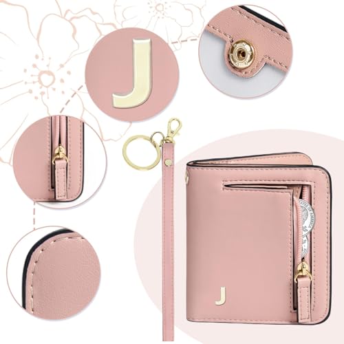 Image of COSHAYSOO Initial Teen Girl Wallets RFID Slim Wristlet Keychain Personalized Easter Basket Stuffers Birthday Gifts for 8 9 10 11 12 13 14 15 16 17 18 Year Old Teenage Girls, Pink Letter J