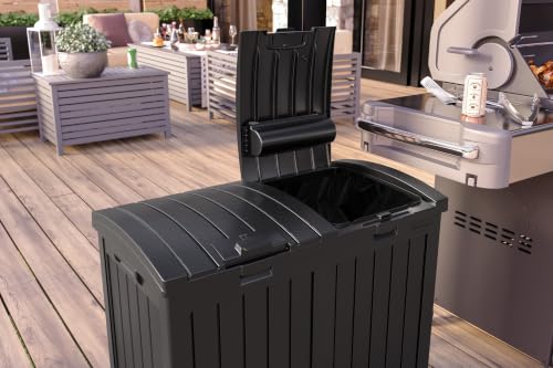 Suncast Dual 33 Gal Trash Hideaway Cabinet, Discrete Outdoor Storage - image 4