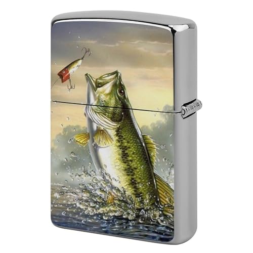 ライターケース ZIPPO/ジッポー兼用ケース オオクチバス 水面 飛躍 ジッポライターカバー 互換性のある 軽量 おしゃれ 両面プリント メンズ レディース 贈り物