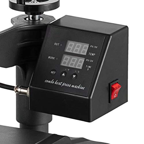 SmarketBuy Heat Press 12x15 Inch Swing Away Design Heat Transfer Machine for T Shirts Hat Mug Plate (5 in 1)
