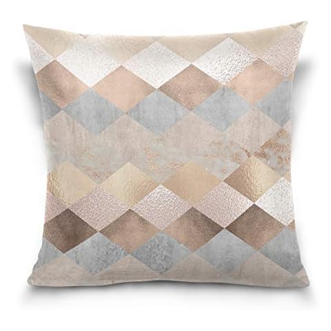 Uliykon Copper And Blush Rose Gold Marble Argyle Throw Pillows Covers Accent Home Sofa Car Cushion Cover Pillowcase Gift Decorative 16X16 inch Cover